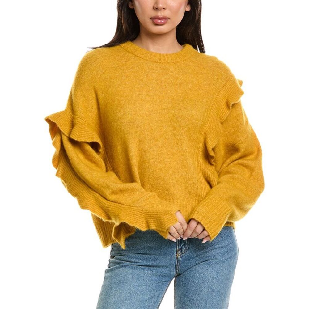 3.1 Phillip Lim Womens  Lofty Cropped Ruffle Wool & Alpaca-Blend Pullover,